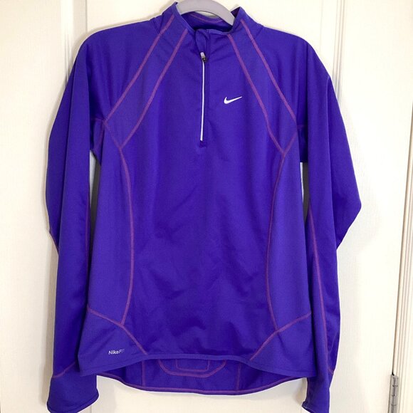 Nike Fit Dry Women's Pullover Purple Sweater Activewear 1/4 Zip Size M Layering - Picture 1 of 7